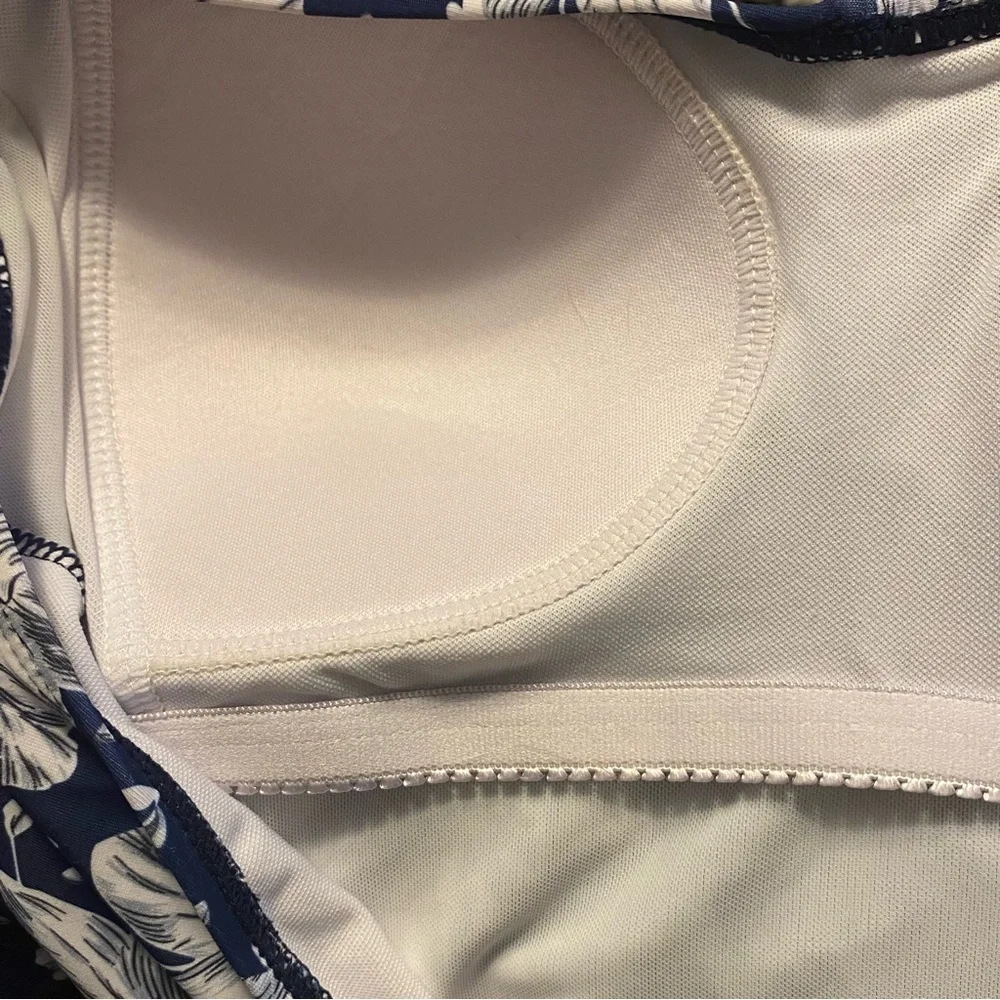 Ekouaer‎ Elegant Navy Floral One Piece Swimsuit Women’s Size XL Beach New